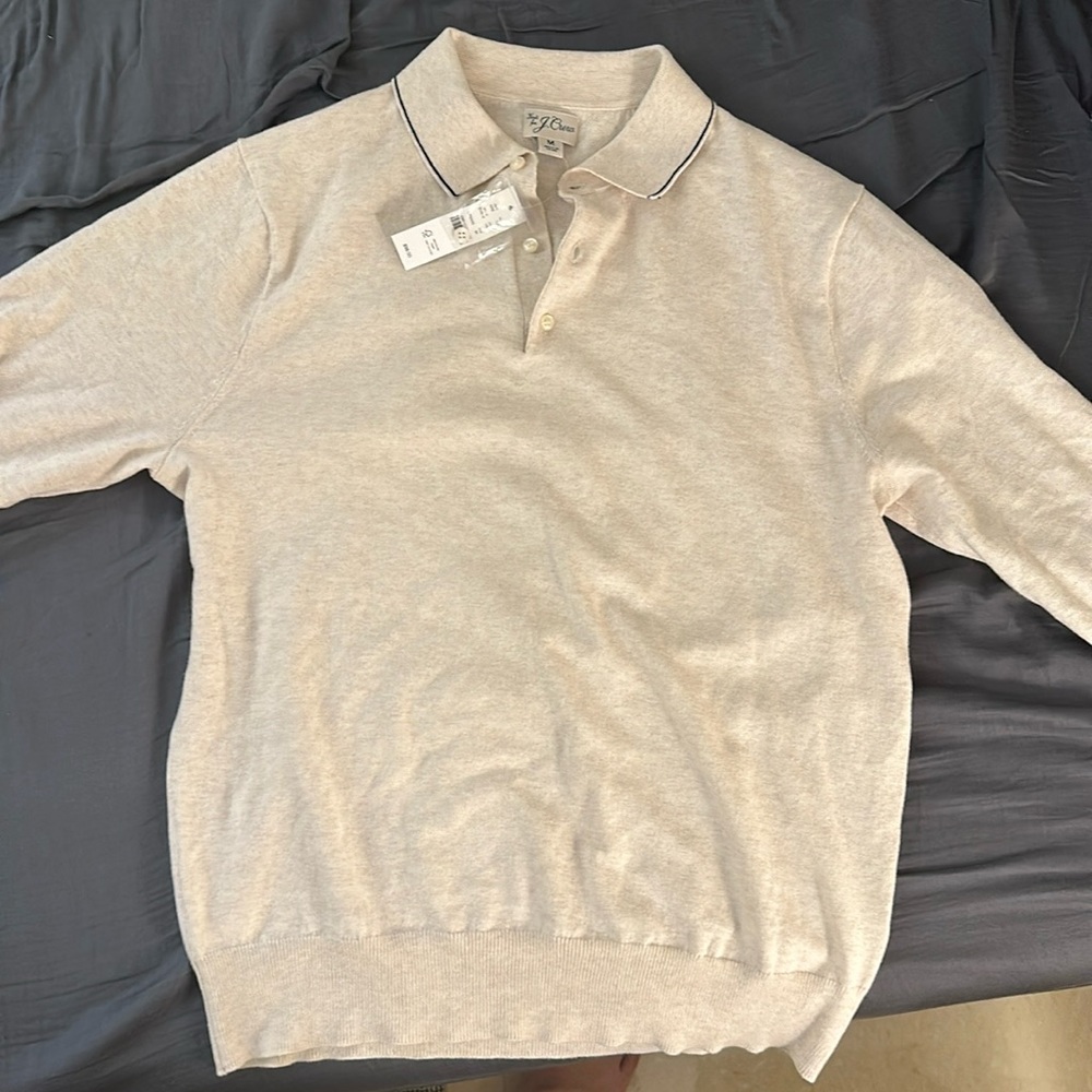 New 100% cotton knit sweater polo with pearl buttons from J crew